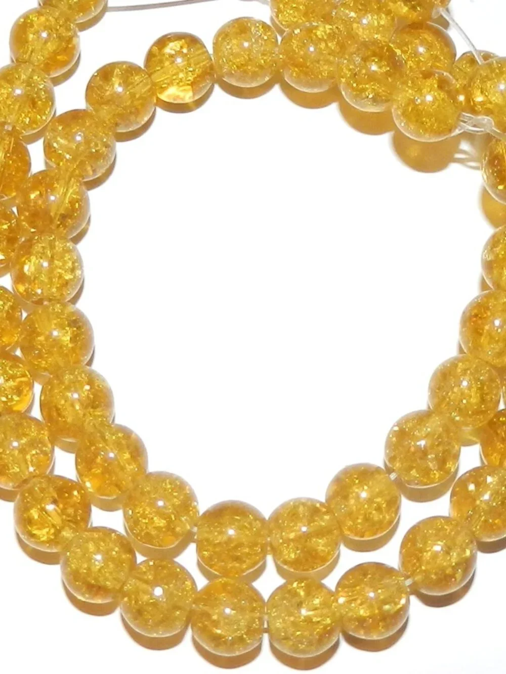 Honey Brown Golden Yellow 7mm Round Crackle Glass Beads 15